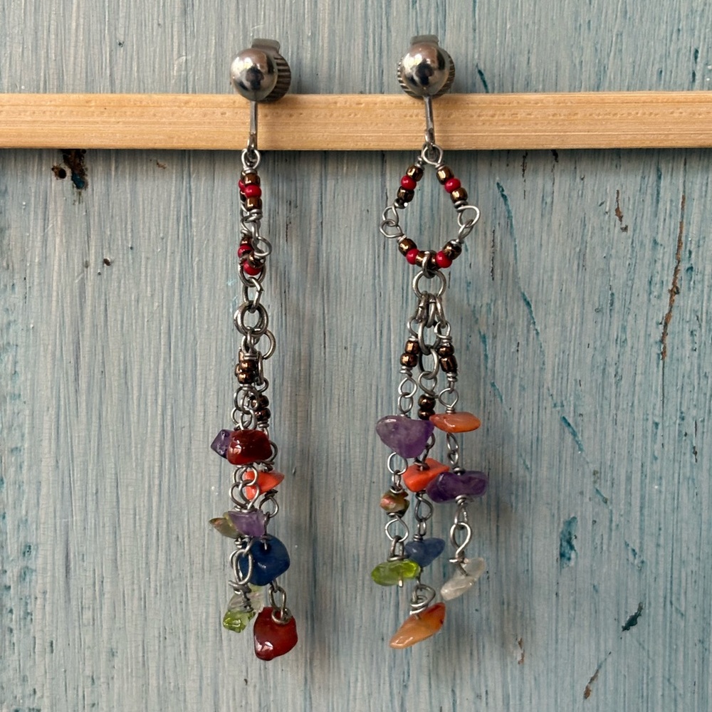 Colorful Beaded Dangle Earrings - Picture 6 of 9
